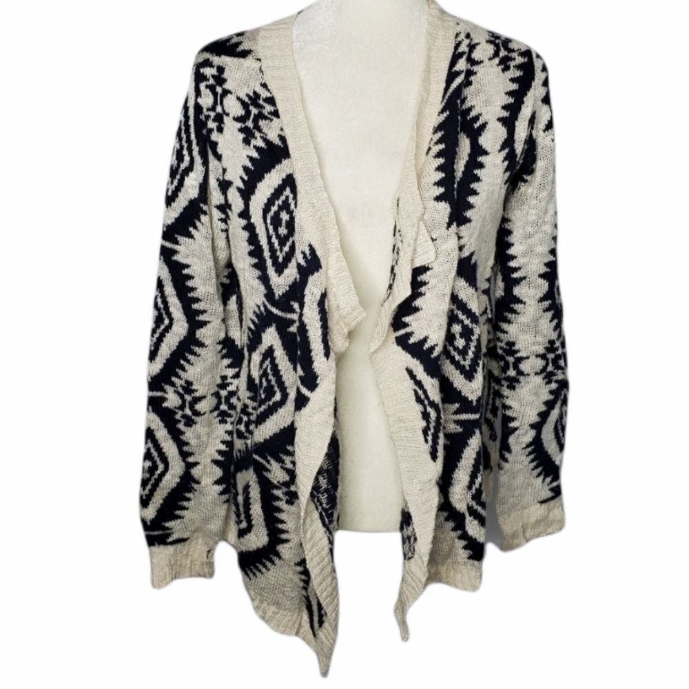ARIZONA‎ printed open front southwestern acrylic sweater L